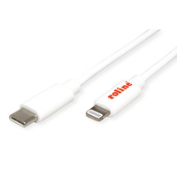 ROLINE USB Type C Sync & Charge Cable for Apple Devices with Lightning Connector, white, 1 m