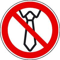 Bedienung mit Krawatte verboten Verbotsschild - Verbotszeichen Folienetiketten, gestanzt, 5cm