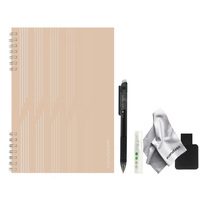 Carnet A5 couleur crème collection bureau avec ses accessoires inclus (porte stylo, stylo, lingette, spray)