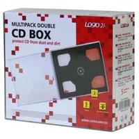 Box na 2 szt. CD, przezroczysty, czarny tray, Logo, 10,4 mm, 5-pack