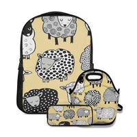 CONJUNTO DE MOCHILA ESCOLAR,OVEJAS PIEL DIFERENTE ANIMALES TÍMIDOS,CON BOLSA DE ALMUERZO Y ESTUCHE PARA LÁPICES PARA MOCHILA PAR