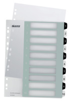 Plastikregister WOW 1-10, beschriftbar, A4, PP, 10 Blatt, weiß/schwarz
