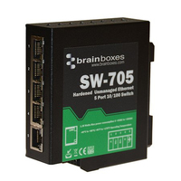 Brainboxes SW-705 łącza sieciowe Nie zarządzany Fast Ethernet (10/100) Czarny