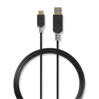 Nedis CCBW61600AT10 USB-kabel 1 m USB 3.2 Gen 1 (3.1 Gen 1) USB A USB C Antraciet