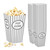 Relaxdays Popcorntüten, 48er Set, gestreift, Retro-Optik, Kino, Filmabend Zubehör, Pappe, Popcornbehälter, silber/weiß