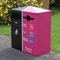 Middlesbrough Dual Litter & Recycling Bin - 224 Litre - 4 Apertures (2 Front, 2 Rear) - Red (PC3020)