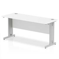 Impulse 1600 x 600mm Straight Desk White Top Silver Cable Managed Leg MI002278