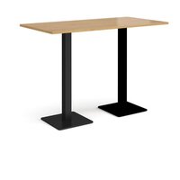 Brescia rectangular poseur table with flat square black bases 1600mm x 800mm - o