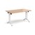 Rectangular folding leg table with white legs and curved foot rails 1400mm x 800