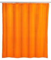WENKO Anti-Schimmel Duschvorhang Uni Orange, 180 x 200 cm, waschbar