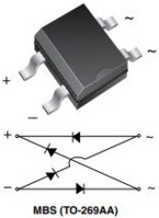 Vishay SMD-Brückengleichrichter, 280 V, 400 V (RRM), 0.5 A, TO-269AA, MB4S-E3/80