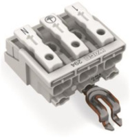 Netzanschlussklemme, 3-polig, 0,5-2,5 mm², Klemmstellen: 15, weiß, Push-in-Draht