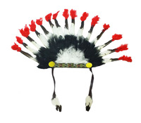 coiffe d'indien noir blanc rouge petite