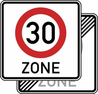 Verkehrszeichen VZ 274.1-40 Tempo 30-Zone doppelseitig, 600 x 600, 2mm flach, RA 1