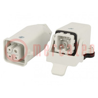 Connector: HDC; male + female; S-A; PIN: 4; 3+PE; size 3A; angled