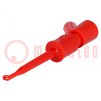 Clip-on probe; hook type; 6A; 60VDC; red; Grip capac: max.2mm; 2mm