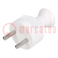 Connector: AC supply; male; plug; 2P; 230VAC; 16A; Type: round; white