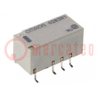Relay: electromagnetic; DPDT; Ucoil: 12VDC; Icontacts max: 2A; SMD