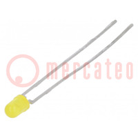 LED; 3mm; giallo; 1,6÷10mcd; 30°; Frontale: convesso; 2,4÷3V
