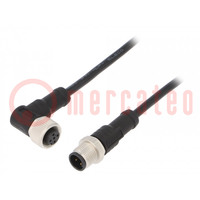 Cable: for sensors/automation; PIN: 4; M12-M12; 1m; plug; plug; 250V