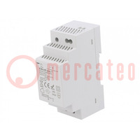 Power supply: switched-mode; for DIN rail; 24W; 12VDC; 2A; IP20