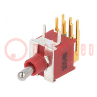 Switch: toggle; Pos: 2; DPDT; ON-ON; 0.4A/20VDC; Leads: flat pin