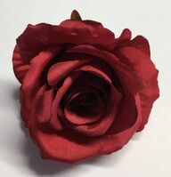 Artificial Silk Single Rose Flower Wall Heads x 100pcs - 7cm, Ruby Red