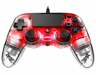 NACON PS4OFCPADCLRED mando y volante Rojo, Transparente USB Gamepad Analógico/Digital PC, PlayStation 4