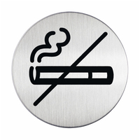 Durable Picto "No Smoking" Rond Argent Acier inoxydable