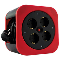 REV 0010012600 power extension 10 m 4 AC outlet(s) Indoor Black, Red