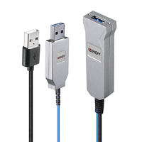 Lindy 43345 USB kábel 30 M USB 3.2 Gen 1 (3.1 Gen 1) USB A 2 x USB A Kék, Ezüst