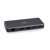 C2G USB-C 7-in-1 dubbel display MST-dockingstation met HDMI, DisplayPort, Ethernet, USB en voeding tot 100W - 4K 60Hz
