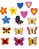 GLOREX Moosgummi-Stickers, 27-teilig Schmetterlinge, selbstklebend