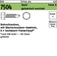 DIN7504K 6.3x 25 verzinkt Sechskant-Bohrschraube ~ISO15480 