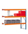 AR, Weitspannregal mit Stahlpaneelen W 100, 2000 x 2140 x 800 mm, blau/orange/verzinkt, 3 Ebenen, Fachlast 950 kg