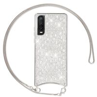 NALIA Glitter Cover with Chain compatible with Huawei P30 Case, Diamond Mobile Back Protector & Necklace, Sparkly Silicone Bumper Shockproof Protective Skin Twinkle TPU Coverage...