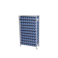 Boltless shelving unit with shelf bins