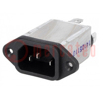 Connector: AC supply; socket; male; 10A; 250VAC; IEC 60320; C14 (E)