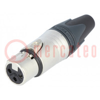 Plug; XLR; female; PIN: 3; straight; for cable; soldering; 16A; 14AWG