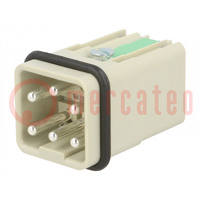 Connector: HDC; contact insert; male; Han Q; PIN: 6; 5+PE; size 3A