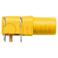 Socket; 4mm banana; 24A; 1kV; yellow; gold-plated; PCB; -25÷80°C