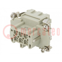 Connector: HDC; contact insert; female; HE; PIN: 6; 6+PE; size 3; 16A