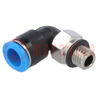 Push-in fitting; angled 90°; -0.95÷6bar; Gasket: NBR rubber; QSM