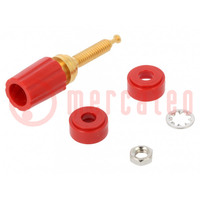 Connector: 4mm banana; socket; 15A; 70VDC; red; gold-plated