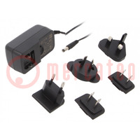Power supply: switched-mode; mains,plug; 24VDC; 1A; 24W; 85%