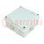 Enclosure: junction box; X: 100mm; Y: 100mm; Z: 50mm; wall mount