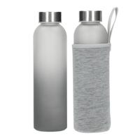 Artikelbild Glasflasche mit Hülle "Iced" 0,45 l, transparent/grau