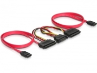 DeLOCK SATA All-in-One cable for 2x HDD SATA kábel 0,5 M Vörös