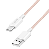 LogiLink USB 2.0 Type-C-Kabel, C/M zu A/M, Nylon-Ummantelung, 60W, rosa, 1 m