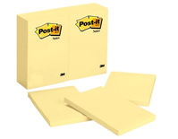 Post-It Notes, 4 in x 6 in, Canary Yellow, 12 Pads/Pack Jaune 100 feuilles Auto-adhésif